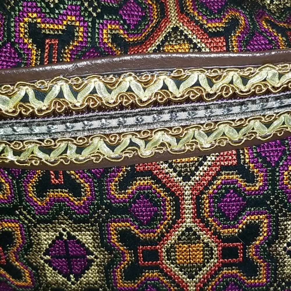 SHARIF 💜 WOW Melange Needlepoint Hobo Boho Bag (Brown) purse💜 - Picture 7 of 16